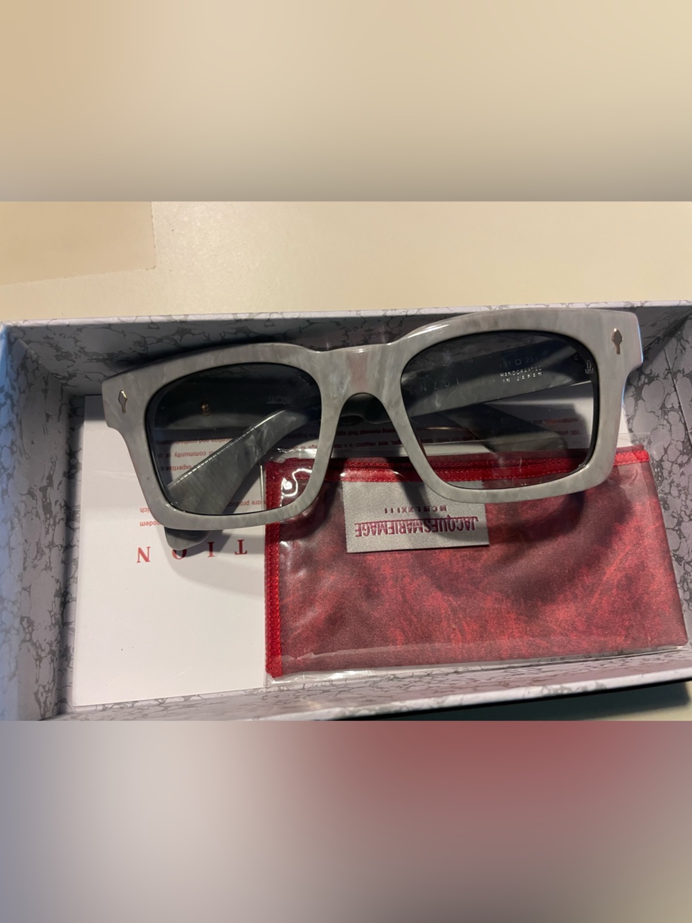 Marbled Gray Square Sunglasses - Gray Lenses